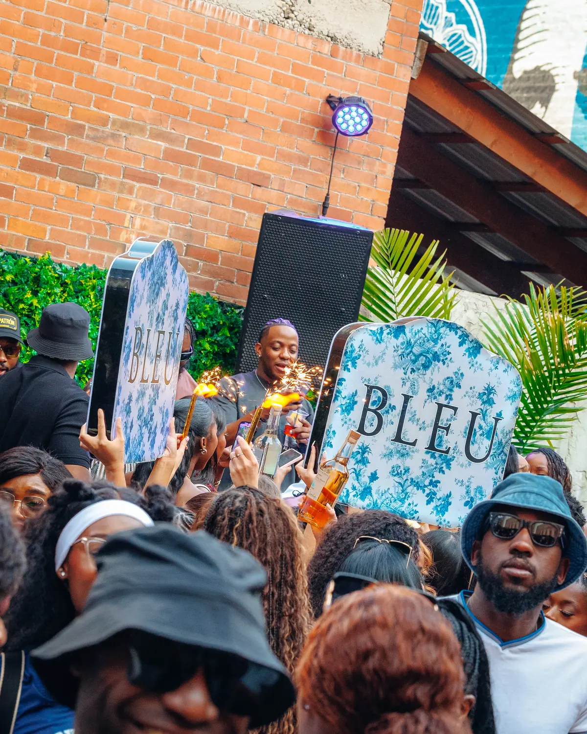 Night portrait with focused subject
